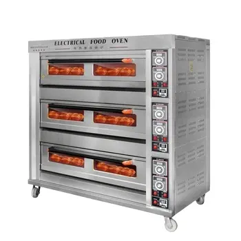 RQCL-39 3 Dek 9 Nampan Pizza Oven Gas Peralatan Kue Komersial