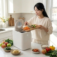 Triturador de Desechos Alimenticios Automático Eléctrico de 2.5L y 470W con Silenciador y Motor de Corriente Continua para Uso Doméstico