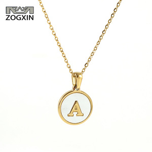 Zogxin Letter Necklace 18K Gold Plated Round Pendant Women's Minimalist Clavicle Chain Jewelry - Product Image 1