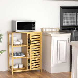 Serviette <span class=keywords><strong>de</strong></span> toilette latérale autoportante organisateur armoire commode avec porte <span class=keywords><strong>salle</strong></span> <span class=keywords><strong>de</strong></span> <span class=keywords><strong>bain</strong></span> armoire rangement <span class=keywords><strong>bambou</strong></span> cuisine accessoires naturel - Product Image 3