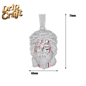 Pendentif Hip-hop Jésus, Pendentif Tête Humaine Vintage avec Ornement <span class=keywords><strong>de</strong></span> Tête Taché <span class=keywords><strong>de</strong></span> <span class=keywords><strong>Sang</strong></span>, Plaqué Cuivre avec <span class=keywords><strong>Or</strong></span> Véritable. - Product Image 3