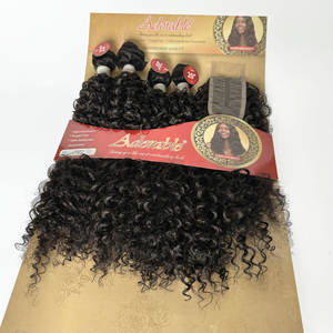 Adorabile Pacchetto di Capelli Sintetici <span class=keywords><strong>Winnie</strong></span>, Soluzione Completa 4 Pezzi, Fatte a Mano, 2*4 T Part, Ricci Crespi, Extension con Pizzo - Product Image 6