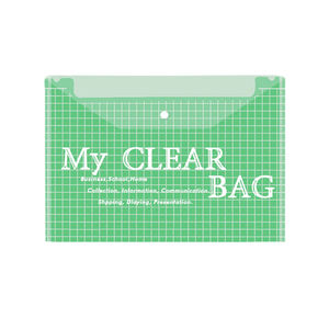 Pochette de rangement A4 transparente, dossier simple, organiseur de papeterie, en PVC, pour documents scolaires, avec bouton pression - Product Image 6