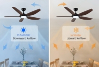 Ventilateur de plafond LED à 5 pales de 52 pouces avec lumière, moteur DC, télécommande, ventilateur de plafond décoratif moderne avec lampe