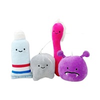 Pendentif de sac à dents créatif et original en forme de brosse à dents, avec visage souriant rose en peluche, porte-clés dentifrice en fibre de polyester