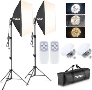 2024 Factory Hair Straightening Professional Photography Lighting Kit With Soft Box And Stand Photo Studio Accessories