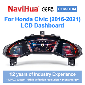 หน้าปัดดิจิตอล NaviHua รุ่นใหม่ สำหรับรถยนต์ฮอนด้า ซีวิค ปี 2016-2021 ระบบ Linux แสดงผลความเร็วแบบ Virtual Cockpit - Product Image 1