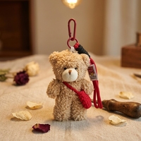 Mini porte-clés en peluche ours en peluche Kawaii, pendentif animal doux et moelleux pour sac, sac à main, sac à dos, porte-clés