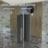 Oferta Especial en Existencia: Envases Cosméticos Vacíos de HDPE Negro de 300 ml con Tapa de Rosca en Forma de Cilindro para Champú, Suero y Loción para el Cuidado de la Piel