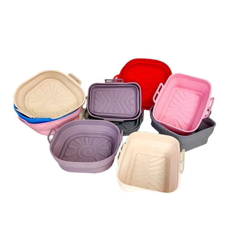 BPA gratis dilipat Baking Pan silikon udara Fryer panci