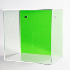 Estante de cubo acrílico de <span class=keywords><strong>colores</strong></span> contrastantes, caja de exhibición de 30cm, caja de almacenamiento de Lucite montada en la pared, caja de sombra transparente y neón de 5 lados - Product Image 5