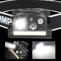 Lampe frontale de camping XPG Q5 COB Mini avec capteur, rechargeable USB Type-C, étanche IP65, 7 modes, en alliage d'aluminium
