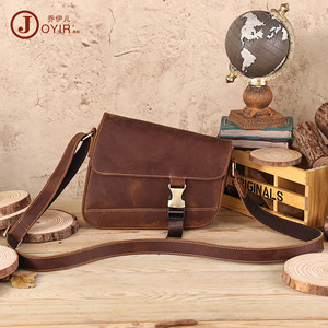 Joyir Bolso bandolera de cuero Crazy Horse para hombre, bolso mensajero retro marrón para viajes informales y desplazamientos - Product Image 2