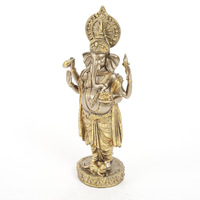 Personnalisé en gros style indien sculpture de dieu hindou antique effet feuille d'or résine artisanat debout seigneur Ganesha bouddha statue décor