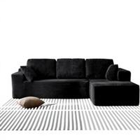 Canapé d'angle modulable moderne en velours trois places, compressé sous vide, avec coussins en mousse et housse amovible, gain de place, livré en boîte