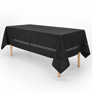 Linen Look Tablecloth Polyester Laser Cut Rectangle <b>Table</b> <b>Cover</b> Custom Size for Restaurant Commercial Supply - Product Image 1
