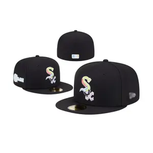 现货新款原装男士黑色复古3D刺绣侧贴贴合帽平檐美国贴合棒球帽