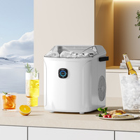 Pembuat Es Listrik Portabel Kecil untuk Meja Dapur, Es Bentuk Peluru, 12kg/hari, Timer Terprogram, 9 Es Batu Per Siklus, Untuk Hotel dan Rumah