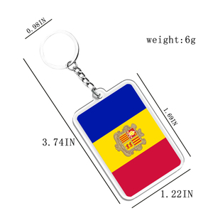 Vente en gros de porte-clés nationaux rectangulaires personnalisés, pendentifs porte-clés <span class=keywords><strong>Andorre</strong></span>, matériel acrylique souvenir - Product Image 2