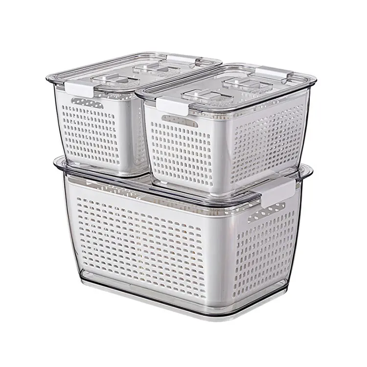 Hot Sale Multifunction Drain Kitchen Cereal Storage Box Seal Pot Dry Food Storage Containers Clear Plastic Storage Bins With Lid