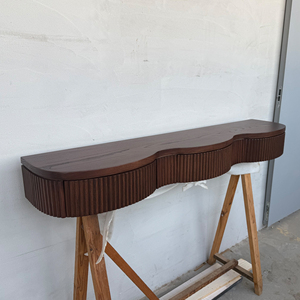 <span class=keywords><strong>Console</strong></span> murale moderne en bois de chêne <span class=keywords><strong>massif</strong></span> avec design à 3 vagues pour salon, chambre, appartement, salle à manger, meubles de maison - Product Image 4