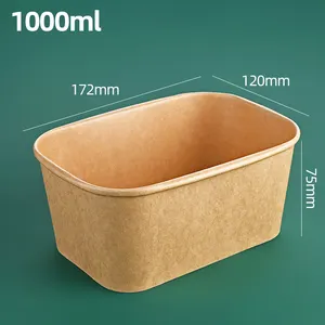 Dùng Một Lần Kraft Bát Salad Bento Hộp Ăn Trưa Đi ra Nhanh Chóng Thực Phẩm Giấy Container Hộp Giấy Cho Dã Ngoại Bao Bì Thực Phẩm Salad Bát