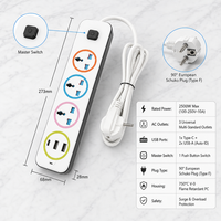 Multiprise universelle 2m 110-250V de haute qualité avec 3 prises, résistance au feu et 2 ports USB, personnalisable en usine