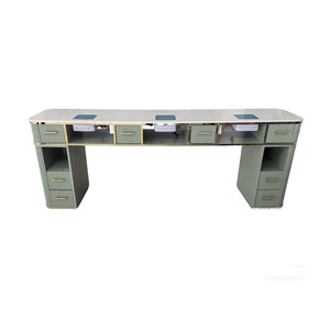 Classic French Style Beauty Salon Beige <b>White</b> Manicure Table Nail Tech Table and Chair Manicure <b>Desk</b> - Product Image 6