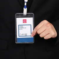 Porte-badge d'exposition Deli Design personnalisé étui pour carte d'identité en plastique dur transparent horizontal vertical