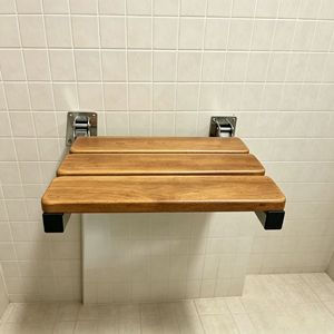 Pris Solid Wood <b>Folding</b> <b>Stool</b> 450mmx484mm Non Slip Bathroom Seat <b>Shower</b> Chair Elderly Bathing Chair - Product Image 2