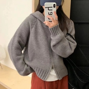 Casaco de Suéter de Malha com Capuz e Zíper de Manga Longa Estilo Coreano para Mulheres - Product Image 4