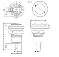 Interrupteur à bouton-poussoir momentané 8 mm 36 V 2 A étanche, petit bouton-poussoir rond de réinitialisation en acier inoxydable chromé 2 broches
