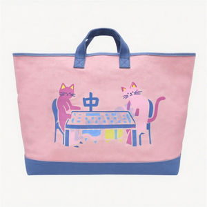 Sac de <span class=keywords><strong>plage</strong></span> en toile de coton naturel de 24 oz sac de Mahjong américain extra résistant avec transfert de chaleur - Product Image 4