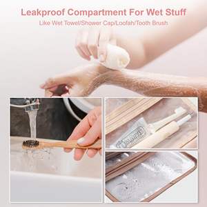 Trousse de toilette suspendue grande capacité pour l'extérieur avec compartiment étanche et rotation à 360° °   Crochet en métal pour des voyages bien organisés - Product Image 4