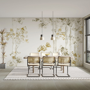 Carta da parati murale personalizzata in legno 3D foresta floreale murale carta da parati - Product Image 5