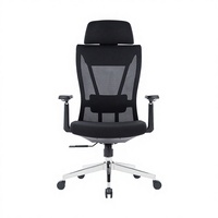 Chaise de bureau ergonomique chromée de luxe avec accoudoirs réglables, appui-tête et soutien lombaire confortable