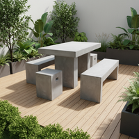 Ensemble complet de table et de tabourets en ciment faits à la main de style traditionnel avec un design personnalisable, meubles d'extérieur pour les parcs