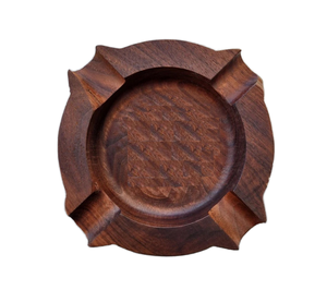 Hand Crafted Classic <b>Portable</b> Smoking <b>Ashtray</b> Engraved Acacia Wood Cigar Holder for Home Hotel Restaurant Easy to Handle - Product Image 1