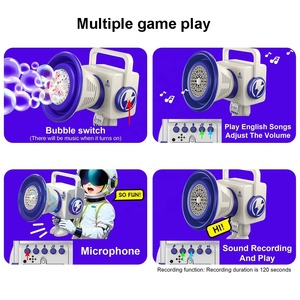 2 en 1 Burbuja Micrófono Juguete Niños Grabación Cantando Bubble Maker <span class=keywords><strong>Verano</strong></span> Al Aire Libre Altavoz Máquina de burbujas con luz LED y música - Product Image 3