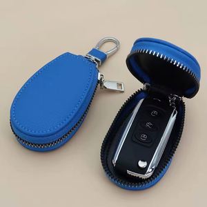 Nouvelle arrivée : Porte-clés en cuir grainé Litchi avec fermeture éclair pour hommes et femmes, organiseur de clés de voiture multifonctionnel - Product Image 5