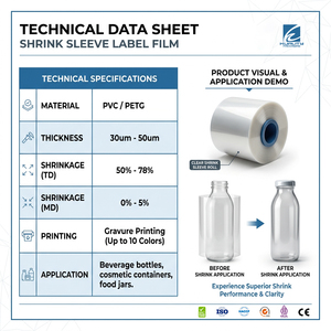 Étiquette thermorétractable personnalisée en PVC/PET pour bouteille de boisson, étiquette de protection intégrale pour emballage de bouteilles en plastique et en verre - Product Image 4