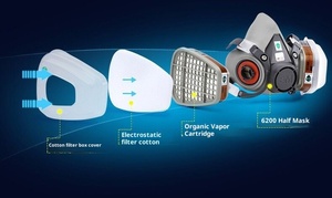 <span class=keywords><strong>Masque</strong></span> à gaz en caoutchouc pour protection contre le chlore, protection respiratoire de laboratoire, anti-gaz organique, peinture en aérosol, odeur <span class=keywords><strong>chimique</strong></span> - Product Image 5