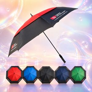Parapluie de golf à double auvent avec logo personnalisé, ouverture automatique, manche droit, pour événements publicitaires, hôtels, cadeaux d'entreprise - Product Image 1