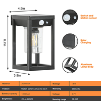 Ampoule LED E27 moderne en aluminium moulé sous pression Détecteur de mouvement Applique murale solaire extérieure pour jardins, cours et parcs