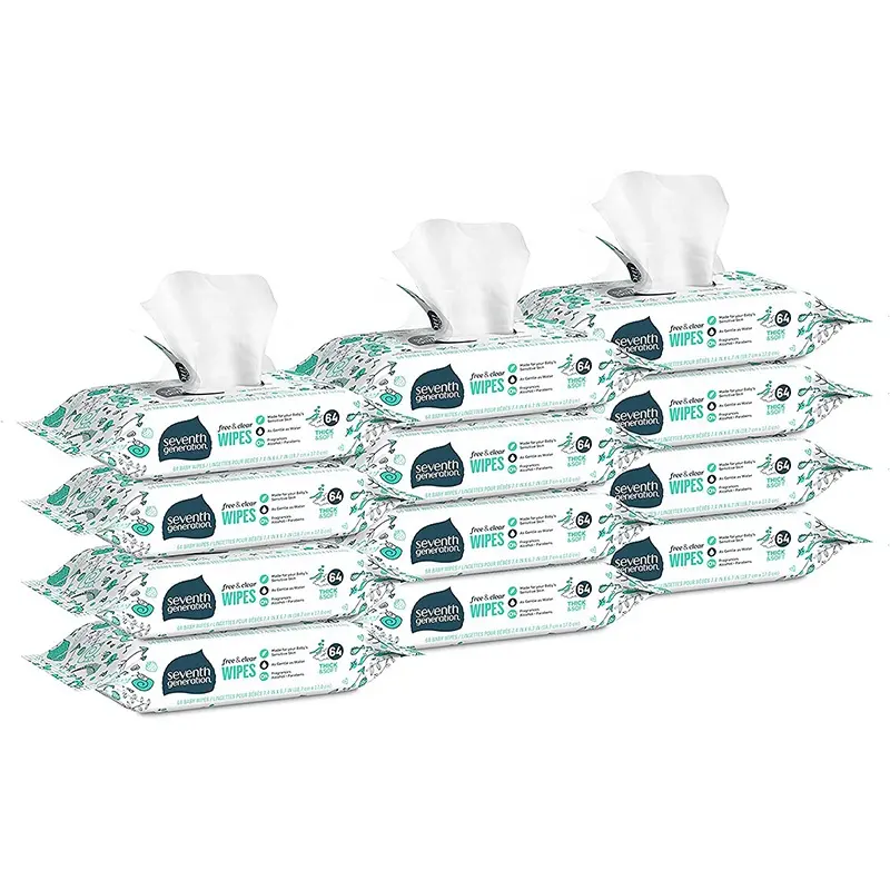 64 Cái Bán Buôn Nhãn Hiệu Riêng Hữu Cơ Flushable Giấy Baby Wet Wipes Phân Hủy Logo Tùy Chỉnh