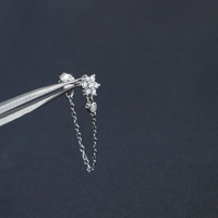 Luxus Stil Frauen Geschenk idee Schmuck 925 Sterling Silber Fine CZ Flower Ohr stecker mit Kette Quaste