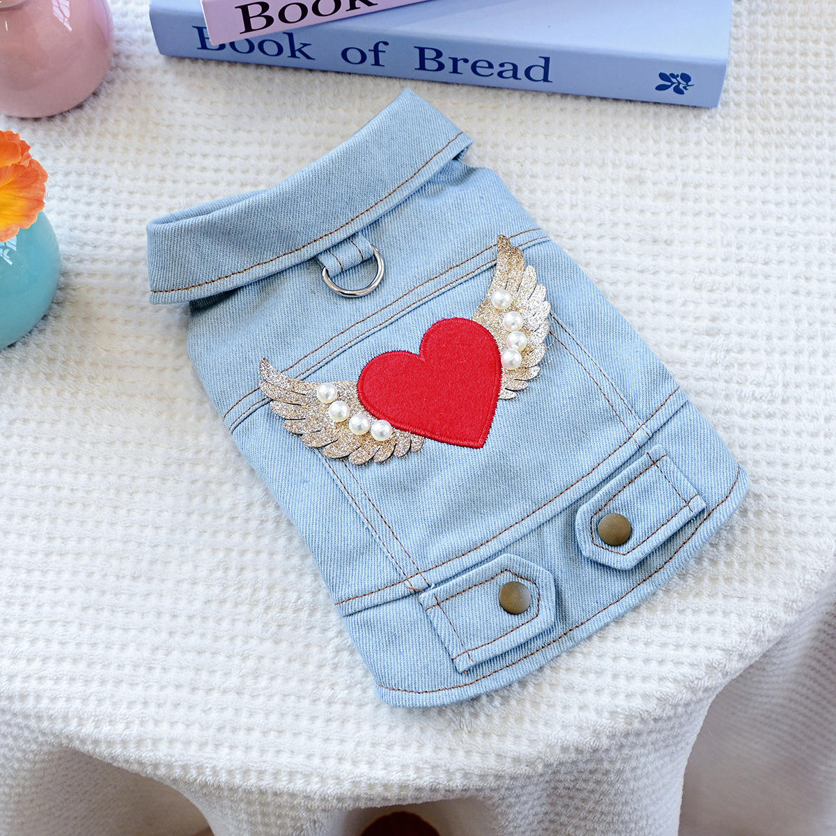 Veste en jean coeur ange