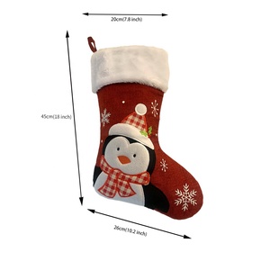 BSCI Factory Custom Burgundy Xmas Stocking Plush Fluffy Cuff Embroidery <strong>Christmas</strong> Stockings for Fireplace Decoration - Product Image 2