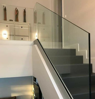 Balustrades et mains courantes de balcon en verre, robustes, modernes, en aluminium sans cadre, résistantes aux UV et à la rouille, à fixation au sol