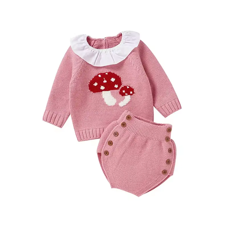 Conjuntos de ropa de bebé bonita de punto de invierno para niñas recién nacidas de lujo occidental personalizados al por mayor 0-3 meses